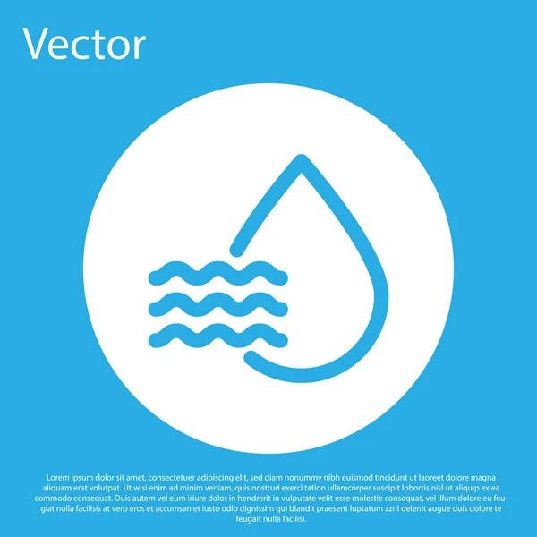 Icono Porcentaje Gota Agua Azul Aislado Sobre Fondo Azul Análisis — Vector de stock