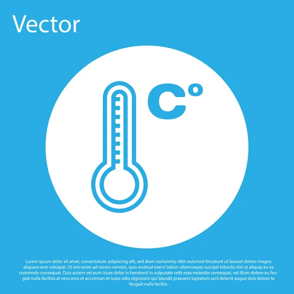 Синий Метеорологический Термометр Измеряющий Тепло Холодную Иконку Синем Фоне Температура — стоковый вектор