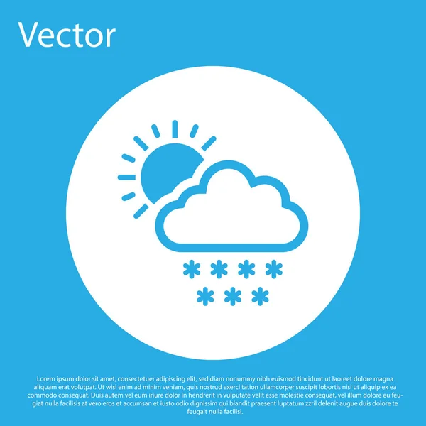 Синий Цвет Значком Снега Солнца Синем Фоне Облако Снежинками Единая — стоковый вектор