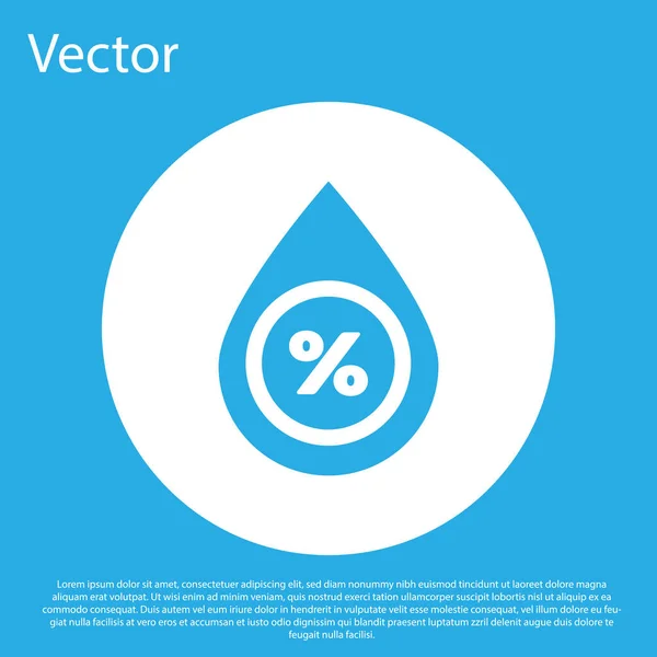 Ícone Percentual Gota Água Azul Isolado Fundo Azul Análise Humidade — Vetor de Stock