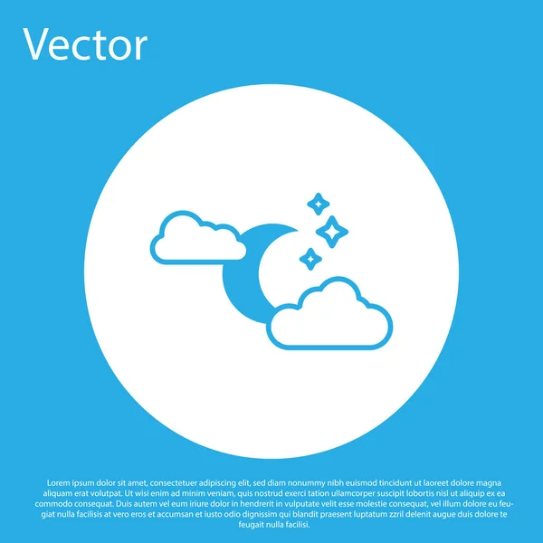 Blaue Wolke Mit Mond Und Sternensymbol Auf Blauem Hintergrund Bewölktes — Stockvektor