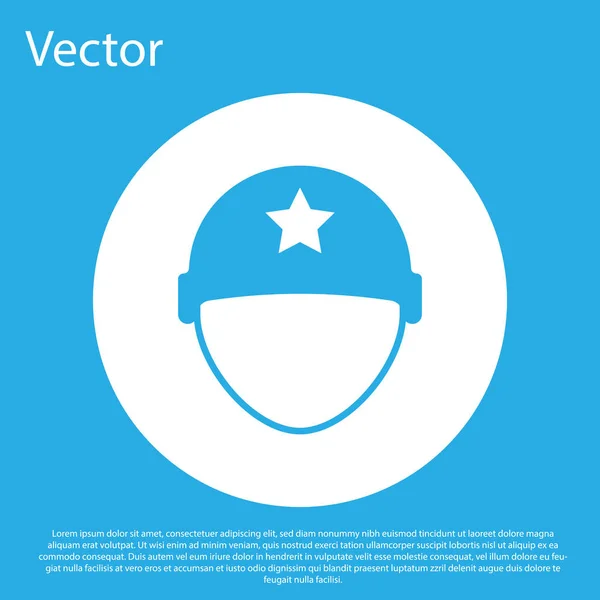 Иконка Голубого Шлема Синем Фоне Армейская Шляпа Символ Обороны Защиты — стоковый вектор
