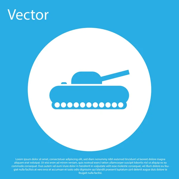 Ícone Tanque Militar Azul Isolado Fundo Azul Botão Círculo Branco — Vetor de Stock