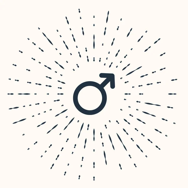 Graues Männliches Gender Symbol Auf Beigem Hintergrund Abstrakte Kreis Zufällige — Stockvektor