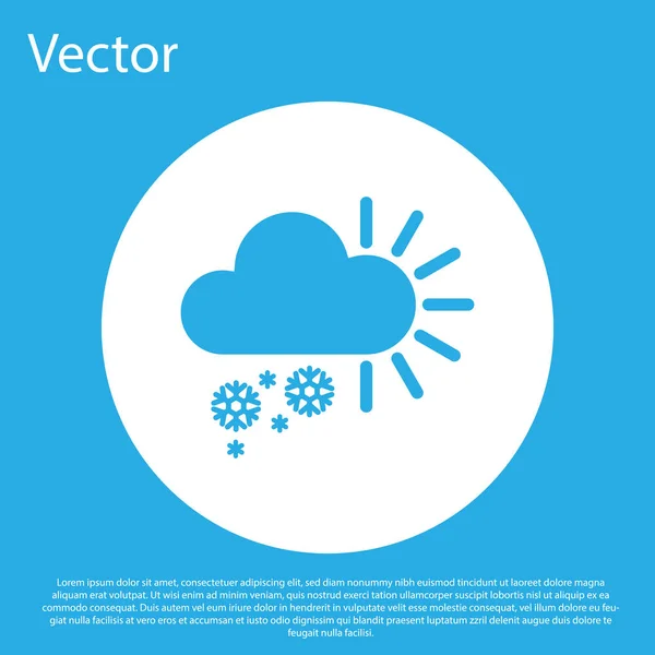 Nublado Azul Con Icono Nieve Aislado Sobre Fondo Azul Nube — Vector de stock
