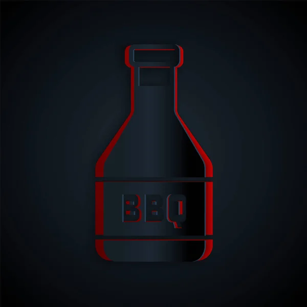 Pappersklipp Ketchup Flaska Ikon Isolerad Svart Bakgrund Grill Och Bbq — Stock vektor