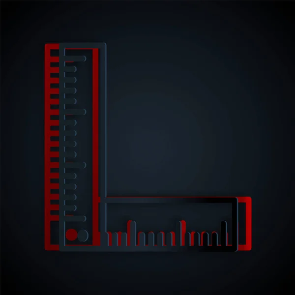 Icona Del Righello Pieghevole Tagliato Carta Isolato Sfondo Nero Stile — Vettoriale Stock