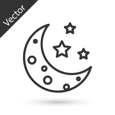 Beyaz arka plan üzerinde izole gri ay ve yıldız kutsal kişilerin resmi. Vektör çizim