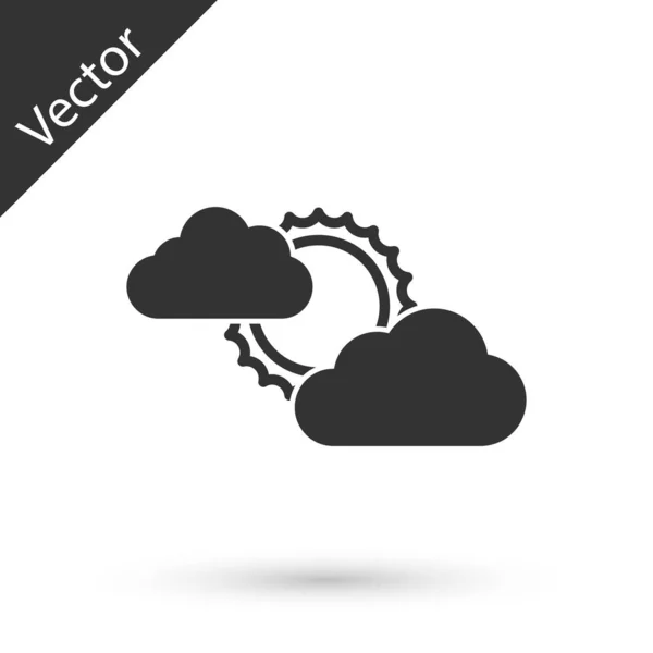 Icono Meteorológico Sol Gris Nube Aislado Sobre Fondo Blanco Ilustración — Vector de stock