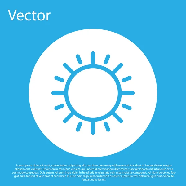 Blaues Sonnensymbol Isoliert Auf Blauem Hintergrund Weißer Kreis Knopf Vektorillustration — Stockvektor