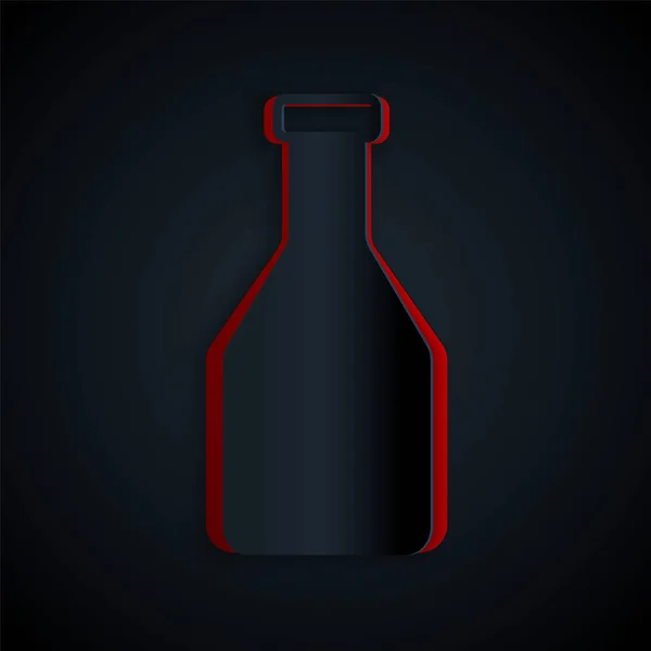 Corte Papel Icono Botella Ketchup Aislado Sobre Fondo Negro Estilo — Vector de stock