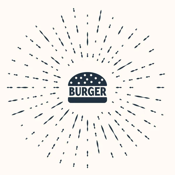 Icône Burger Gris Isolé Sur Fond Beige Icône Hamburger Cheeseburger — Image vectorielle