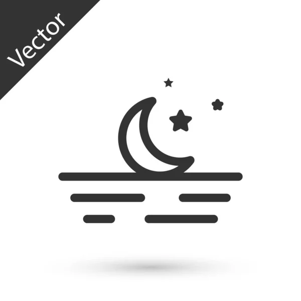 Grey Moon Stars Icon Isolated White Background Vector Illustration — Stock Vector