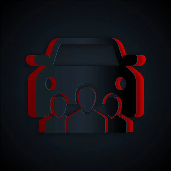 Papier Découpé Car Sharing Avec Groupe Personnes Icône Isolée Sur — Image vectorielle