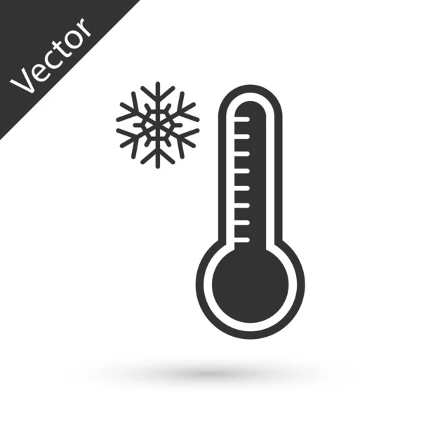 Termômetro Meteorologia Cinza Medindo Calor Ícone Frio Isolado Fundo Branco — Vetor de Stock