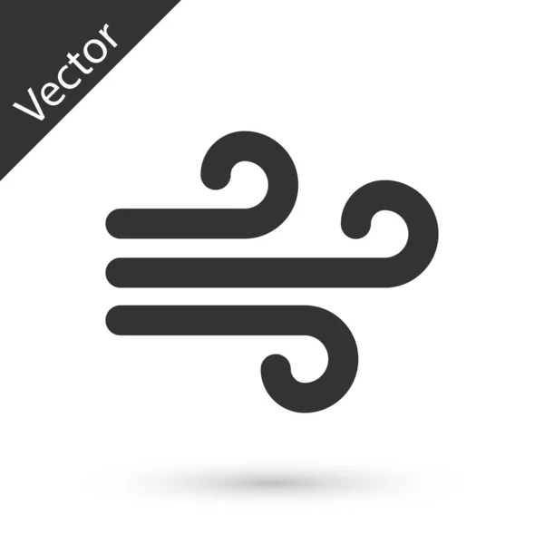 Ikona Šedého Větru Izolovaná Bílém Pozadí Větrné Počasí Vektorová Ilustrace — Stockový vektor