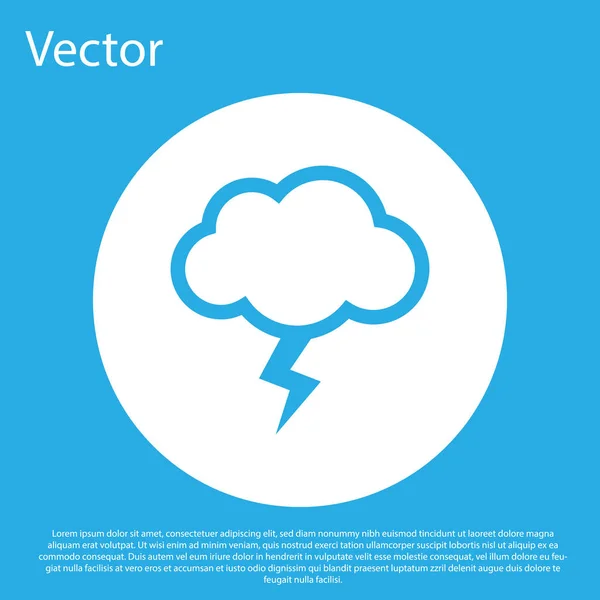 Icono Tormenta Azul Aislado Sobre Fondo Azul Nube Relámpago Icono — Vector de stock