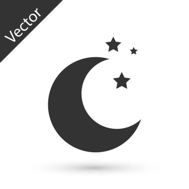 Beyaz arka plan üzerinde izole gri ay ve yıldız kutsal kişilerin resmi. Vektör çizim