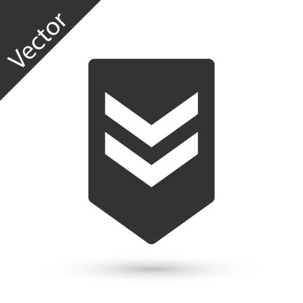 Icono Gris Chevron Aislado Sobre Fondo Blanco Signo Placa Militar — Vector de stock