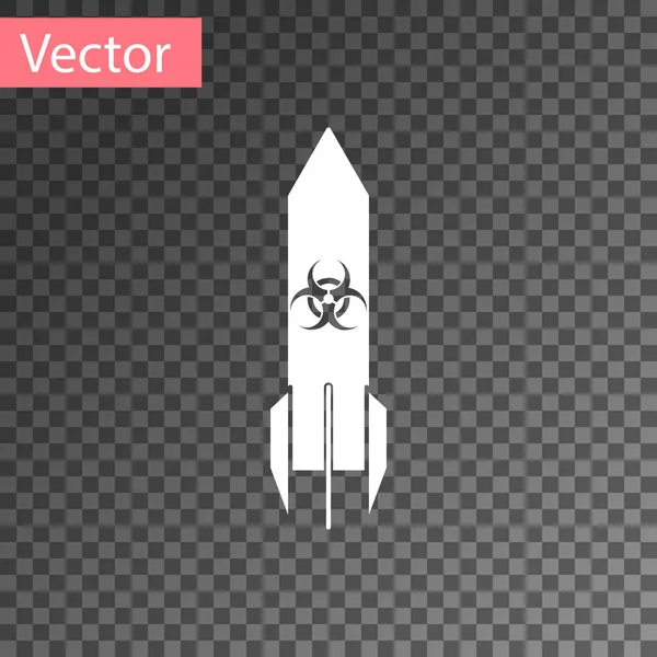 Weißes Symbol Für Biohazard Raketen Isoliert Auf Transparentem Hintergrund Rakete — Stockvektor