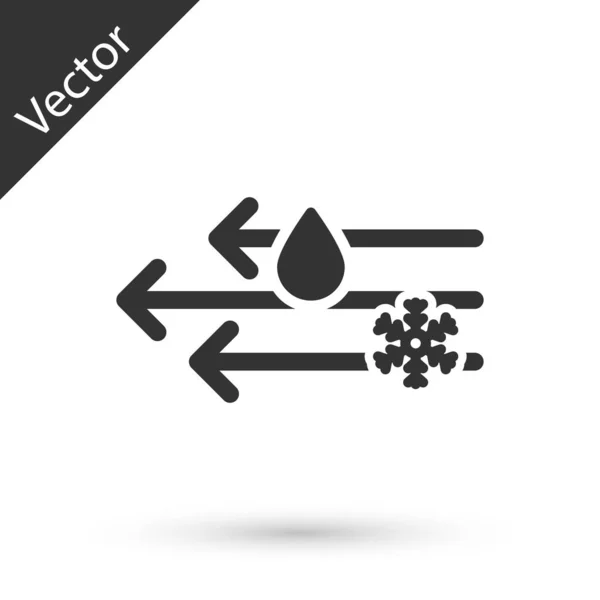 Viento Gris Lluvia Con Icono Nieve Aislado Sobre Fondo Blanco — Vector de stock