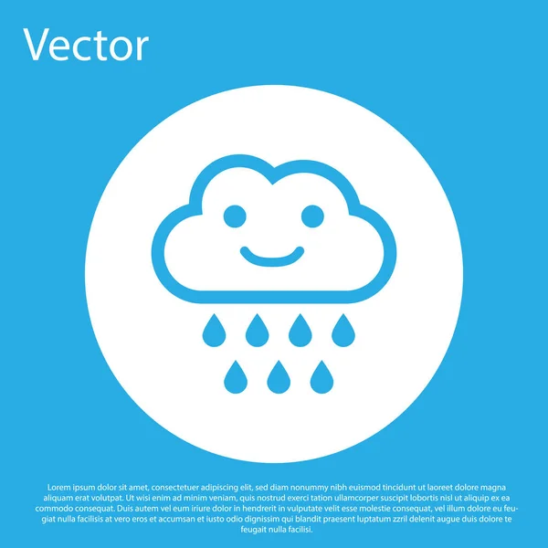 Nube Azul Con Icono Lluvia Aislado Sobre Fondo Azul Precipitación — Vector de stock