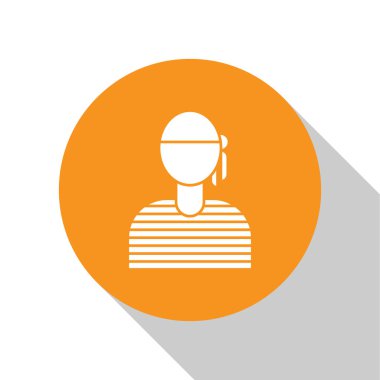 Beyaz Denizci Kaptan ikonu beyaz arka planda izole edildi. Turuncu daire düğmesi. Vektör İllüstrasyonu