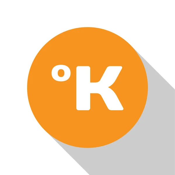 Bílá ikona Kelvina izolovaná na bílém pozadí. Oranžový knoflík. Vektorová ilustrace — Stockový vektor