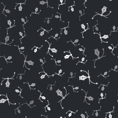 Gri Bezier eğrisi simgesi siyah arkaplanda izole edilmiş. Kalem aracı simgesi. Vektör İllüstrasyonu