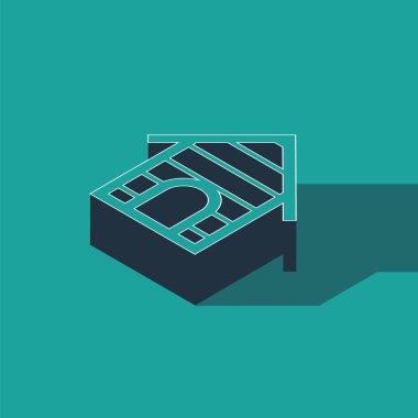 Isometric Dog House simgesi yeşil arka planda izole edildi. Köpek kulübesi. Vektör İllüstrasyonu