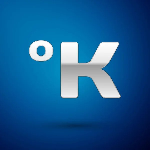 Ezüst Kelvin ikon elszigetelt kék háttérrel. Vektorillusztráció — Stock Vector