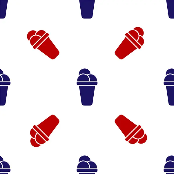 Icona gelato blu e rosso isolato modello senza soluzione di continuità su sfondo bianco. Dolce simbolo. Illustrazione vettoriale — Vettoriale Stock