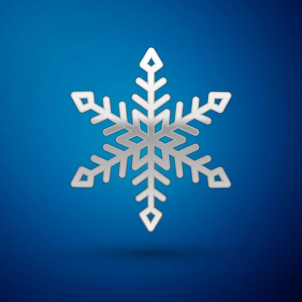 Silver Snowflake icoon geïsoleerd op blauwe achtergrond. Vector Illustratie — Stockvector