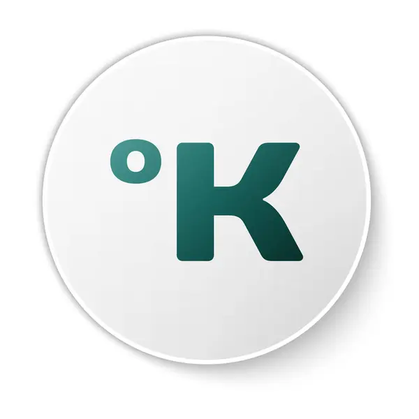 Zelená ikona Kelvina izolovaná na bílém pozadí. Bílý knoflík. Vektorová ilustrace — Stockový vektor