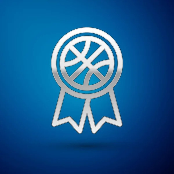 Ікона Silver Basketball Award ізольована на синьому фоні. Векторний приклад — стоковий вектор