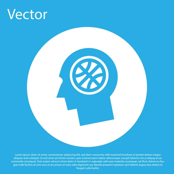 Pensieri blu su un'icona di basket isolato su sfondo blu. Pulsante cerchio bianco. Illustrazione vettoriale — Vettoriale Stock