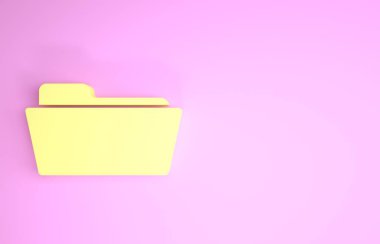 Sarı Dizin simgesi pembe arkaplanda izole edildi. Minimalizm kavramı. 3d illüstrasyon 3d canlandırma