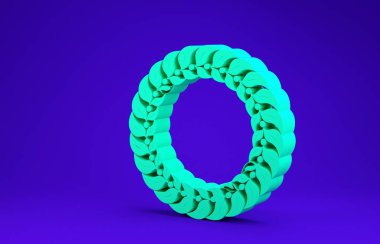 Yeşil Laurel çelenk simgesi mavi arkaplanda izole edildi. Zafer sembolü. Minimalizm kavramı. 3d illüstrasyon 3B canlandırma
