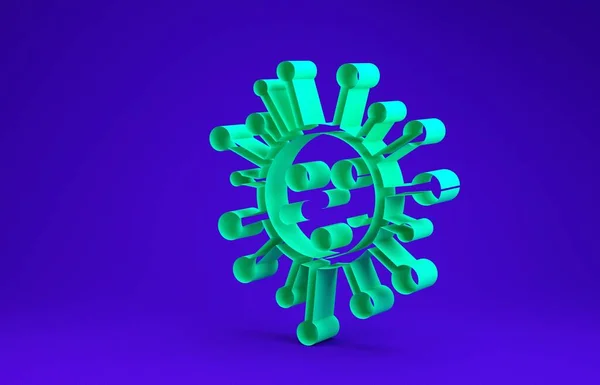 Groene Bacteriën pictogram geïsoleerd op blauwe achtergrond. Bacteriën en ziektekiemen, micro-organisme ziekte veroorzaken, celkanker, microbe, virus, schimmels. Minimalisme concept. 3d illustratie 3d renderen — Stockfoto
