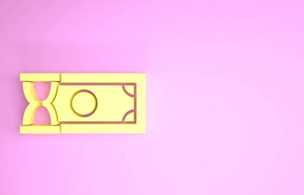 Sárga Gyors fizetések ikon elszigetelt rózsaszín háttér. Gyors pénzátutalás. Pénzügyi szolgáltatások, gyors kölcsön, az idő pénz, pénzvisszafizetési koncepció. Minimalizmus koncepció. 3d illusztráció 3d render — Stock Fotó