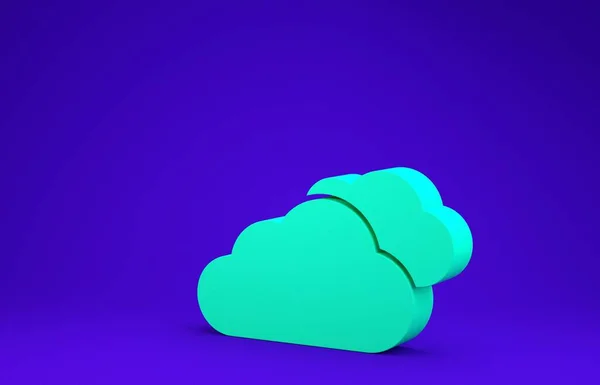 Зелена хмара ізольована на синьому тлі. Концепція мінімалізму. 3D-рендеринг — стокове фото