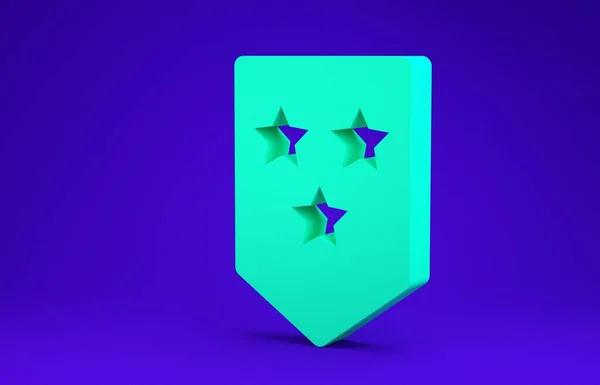 Ikona Zelený symbol izolovaný na modrém pozadí. Vojenský odznak. Minimalismus. 3D ilustrace 3D vykreslení — Stock fotografie