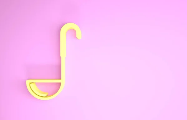 Gelbe Kelle Symbol isoliert auf rosa Hintergrund. Kochutensilien. Bestecklöffelzeichen vorhanden. Minimalismus-Konzept. 3D Illustration 3D Renderer — Stockfoto