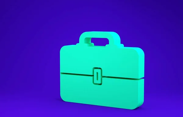 Icono de caja de herramientas verde aislado sobre fondo azul. Signo de caja de herramientas. Concepto minimalista. 3D ilustración 3D render —  Fotos de Stock