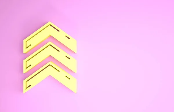 Gelbes militärisches Rangsymbol isoliert auf rosa Hintergrund. Militärabzeichen. Minimalismus-Konzept. 3D Illustration 3D Renderer — Stockfoto