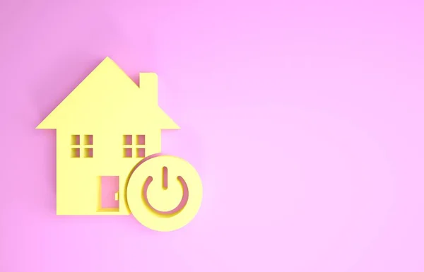Gelbes Smart Home Symbol isoliert auf rosa Hintergrund. Fernbedienung. Minimalismus-Konzept. 3D Illustration 3D Renderer — Stockfoto