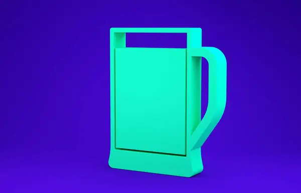 Зелене скло значка пива ізольовано на синьому фоні. Концепція мінімалізму. 3D ілюстрація 3D рендеринга — стокове фото