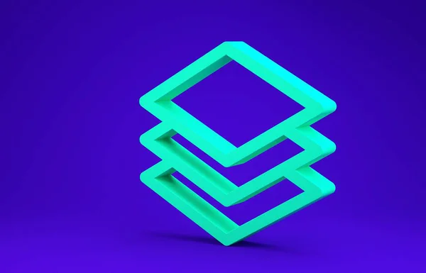 Ikona Zelené vrstvy izolovaná na modrém pozadí. Minimalismus. 3D ilustrace 3D vykreslení — Stock fotografie