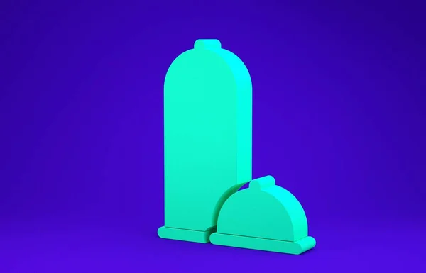 Zelené kondomy bezpečné sexuální ikony izolované na modrém pozadí. Bezpečný symbol lásky. Antikoncepční metoda pro muže. Minimalismus. 3D ilustrace 3D vykreslení — Stock fotografie