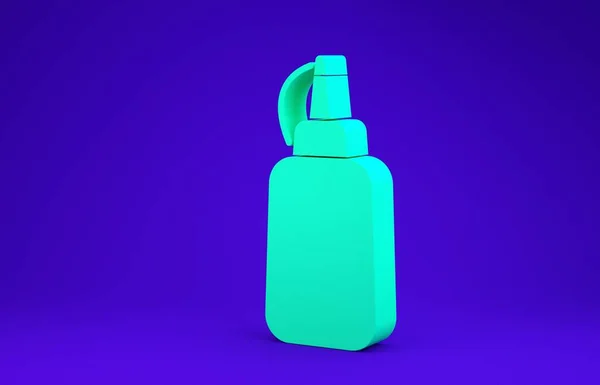 Icona bottiglia di senape verde isolata su sfondo blu. Concetto minimalista. Illustrazione 3d rendering 3D — Foto Stock